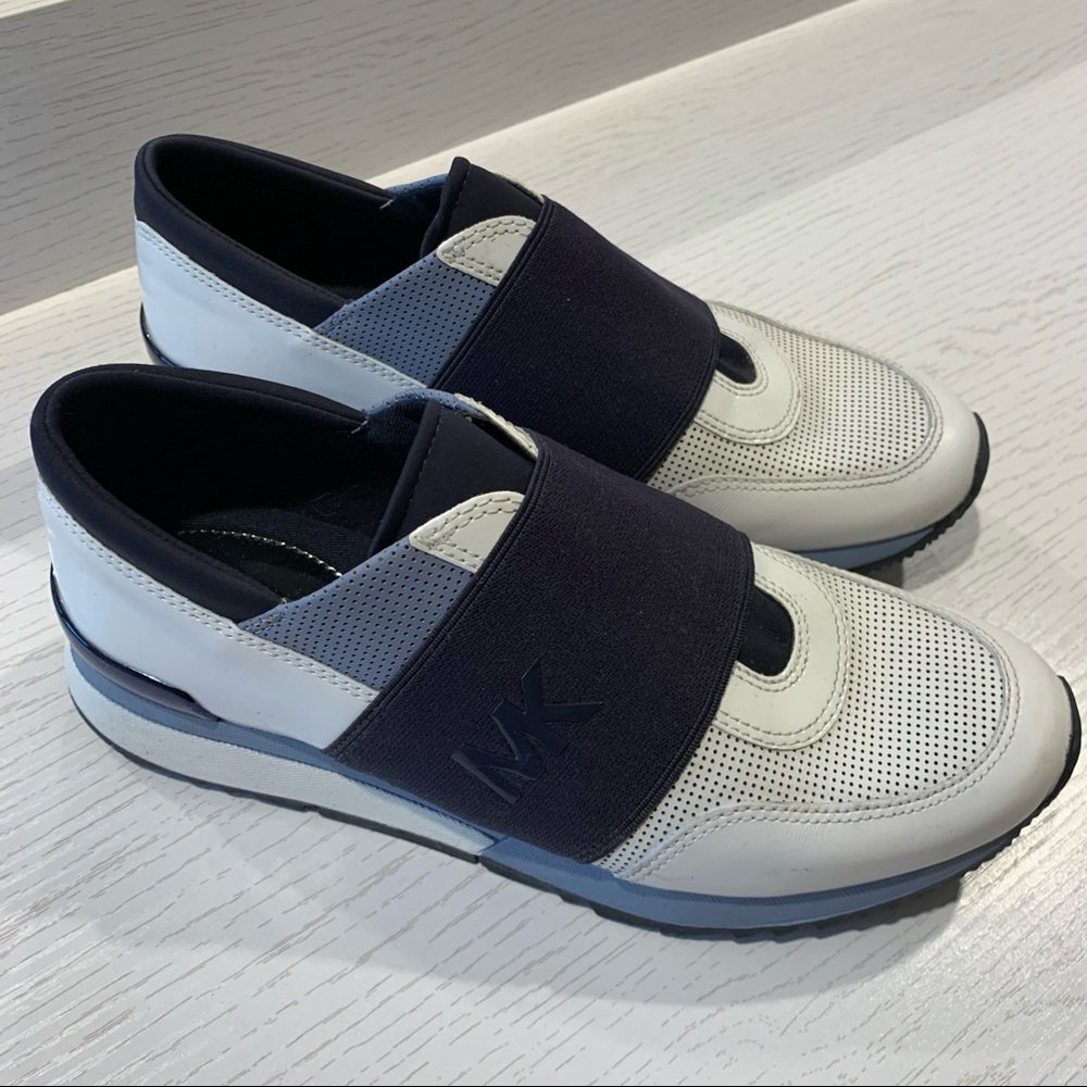 Michael Kors Blue/White Leather Slip On Trainers